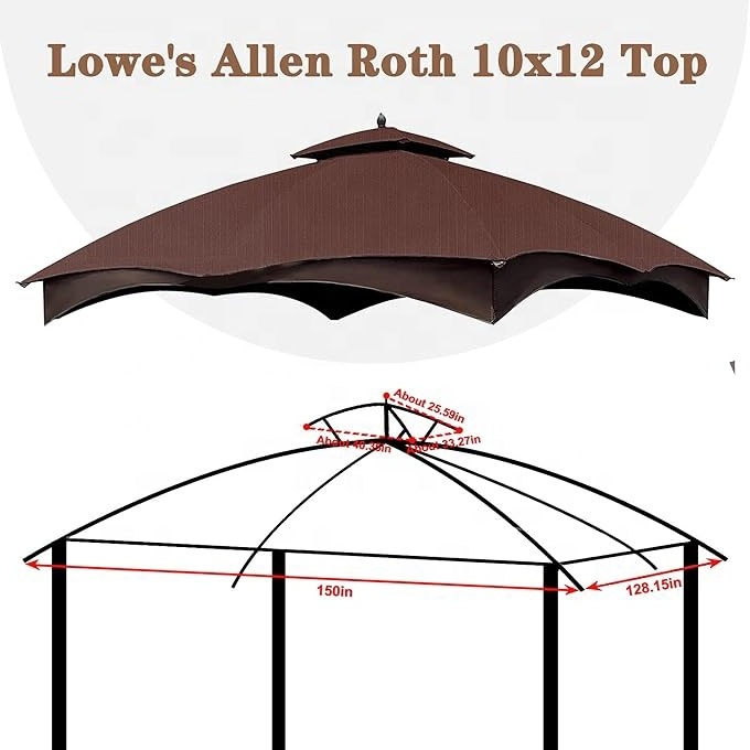 SCOCANOPY Heavy Duty Water Resistant 10x12 Canopy Replacement Tops Cover for Lowe's Allen Roth Gazebo with Double Tiers