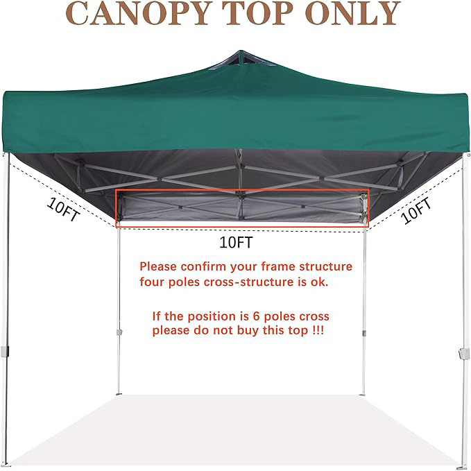 SCOCANOPY 10x10 Folding Gazebo Tent Replacement Cover Top Roof with Air Vent for bbq Grill Garden Treasures Lakeside ForestGreen