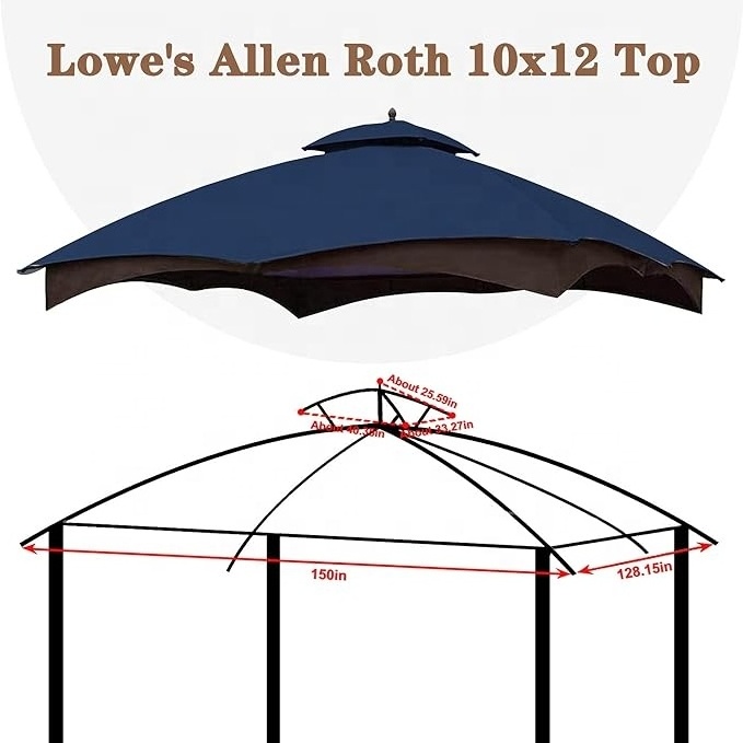 SCOCANOPY 10x12 PU Coated Ventilation Best Canopy Replacement Cover Top for Lowe's Allen Roth Gazebo Tent to Home Backyard