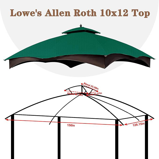 SCOCANOPY UV Protection Portable 10x12 Canopy Replacement Tops Tent Cover for Lowe's Allen Roth Gazebo to Outdoor or Market