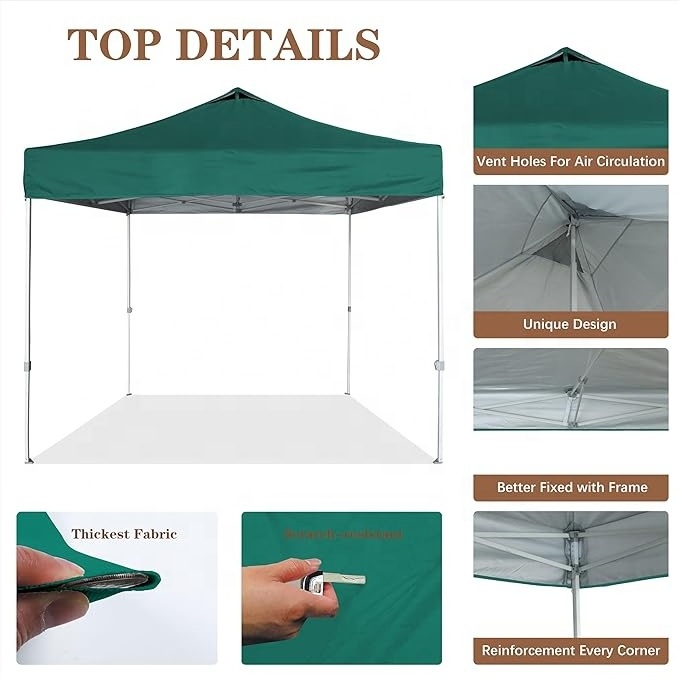 SCOCANOPY 10x10 Folding Gazebo Tent Replacement Cover Top Roof with Air Vent for bbq Grill Garden Treasures Lakeside ForestGreen