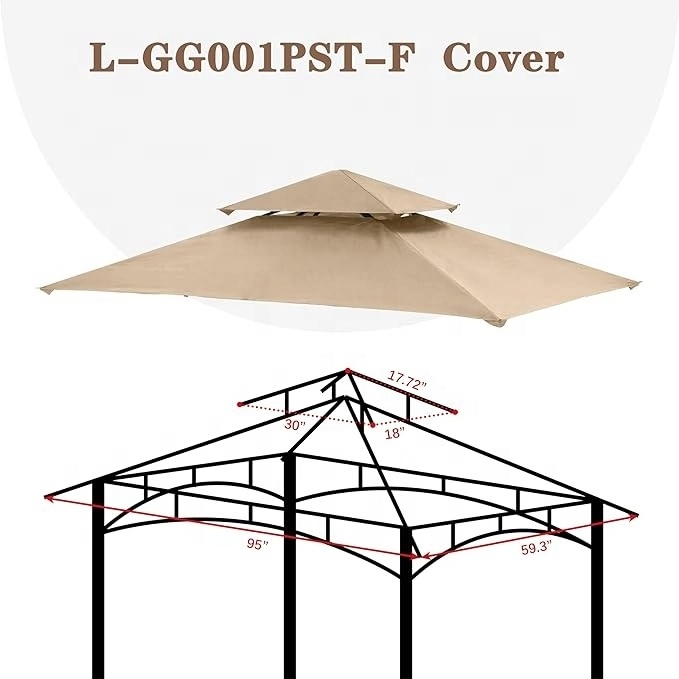 SCOCANOPY Soft UV Protection Windproof 8x5ft Pergola Grill bbq Gazebo Canopy Tent Replacement Roof for Garden Party Light Beige