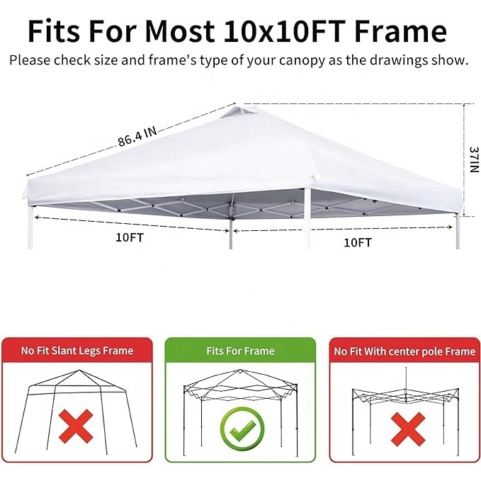 SCOCANOPY 10x10 3x3m Pop Up Canopy Replacement Top Cover with Air Vent Polyester Fabric 100% Waterproof White