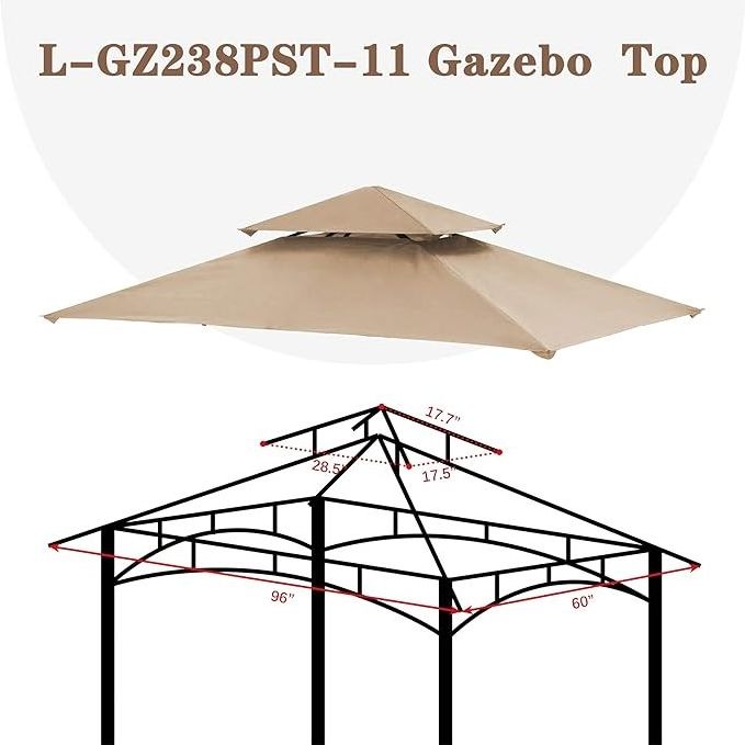 SCOCANOPY Factory Best Heavy Duty Canvas 8x5 foot Grill Bbq Gazebo Replacement Roof Canopy Covers for Lakeside Lowes Light Beige