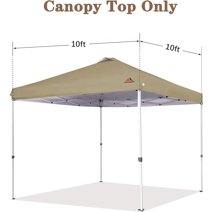 SCOCANOPY Waterproof 10x10 Grill Pop Up Canopy Cover Tent Replacement Top with Air Vent for Outdoor Event Khaki