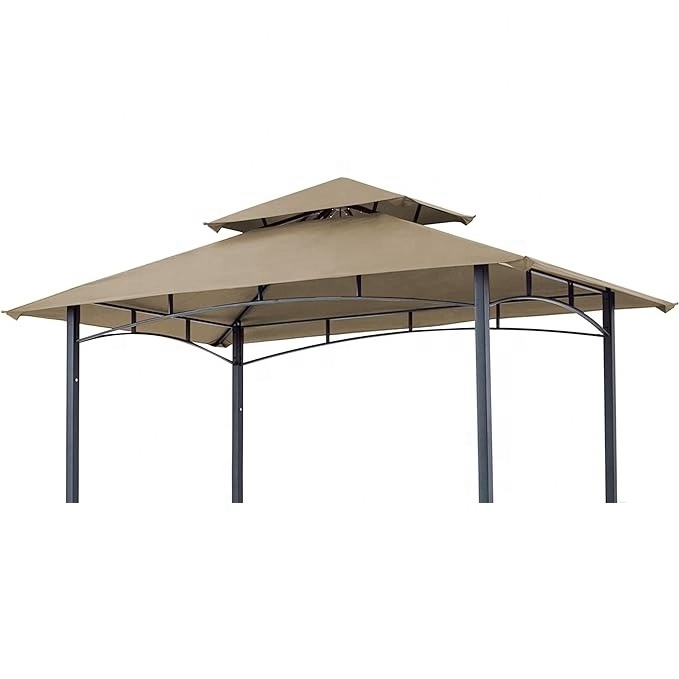 SCOCANOPY Factory Custom Double Roof 8x5ft Gazebo Canopy Replacement Top Tent Cover for Patio Outdoor Grill Barbecue Khaki