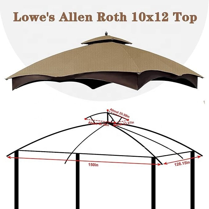 SCOCANOPY 100% Waterproof Outdoor Canopy Replacement Top Cover for Lowe's Allen Roth 10x12 Gazebo Tent to Garden Amusement