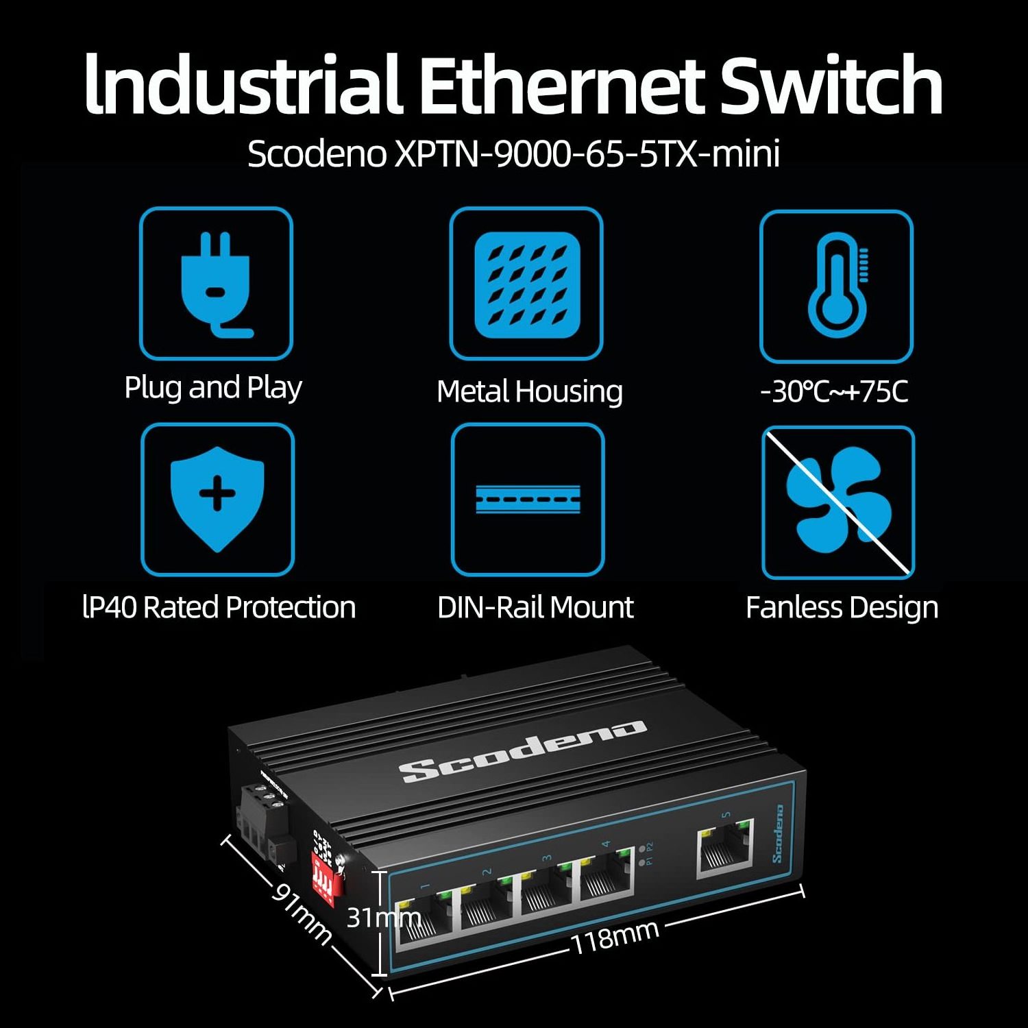 Mini rj45 5 port ethernet switch oem 10/100/1000 ip40 din rail outdoor industrial network poe switch gigabit for cctv camera