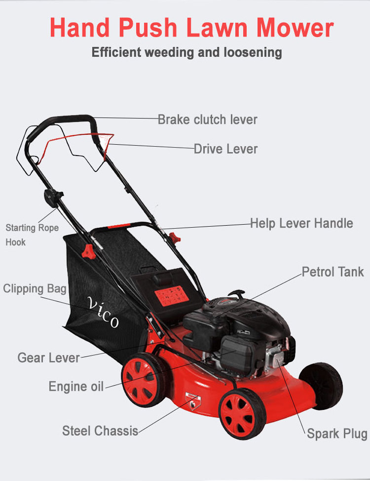 16 Inch Self Propelled Gasoline Lawn Mower With Aluminum Chassis Mower And BS Engine One Key Start