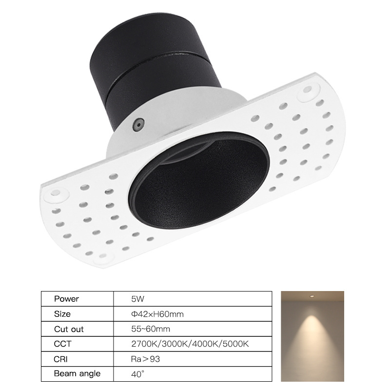 SCON Diameter 4.2CM 15 30 40 Degree Beam Angle Frameless Ceiling Recessed White Mini LED Spotlight SC-SDQ24