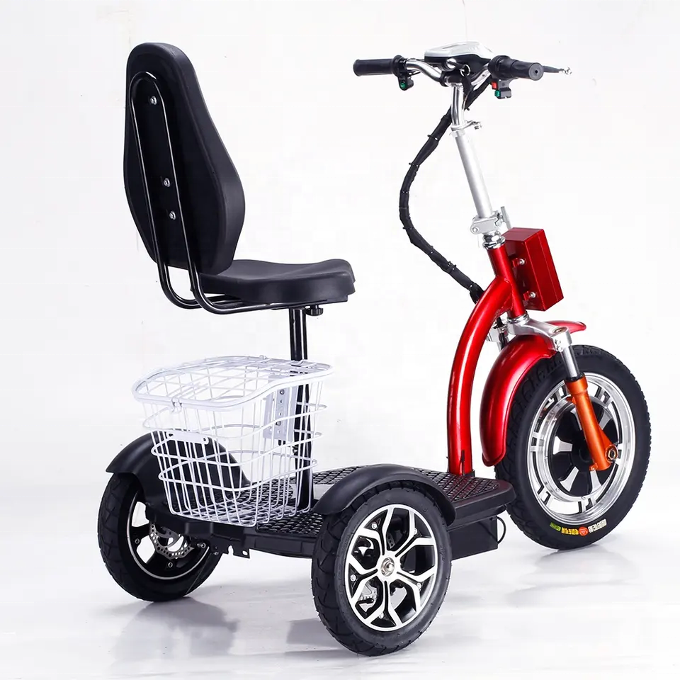 EU/US warehouse Tricycle Folding Foldable three wheel electric scooter 350w with seat 3 wheel mobility scooter older used bike