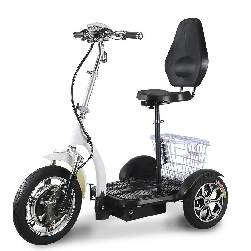 EU/US warehouse Tricycle Folding Foldable three wheel electric scooter 350w with seat 3 wheel mobility scooter older used bike