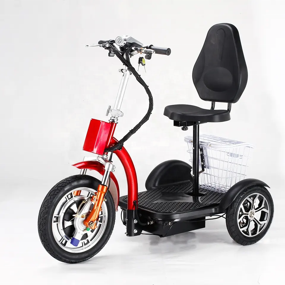 EU/US warehouse Tricycle Folding Foldable three wheel electric scooter 350w with seat 3 wheel mobility scooter older used bike