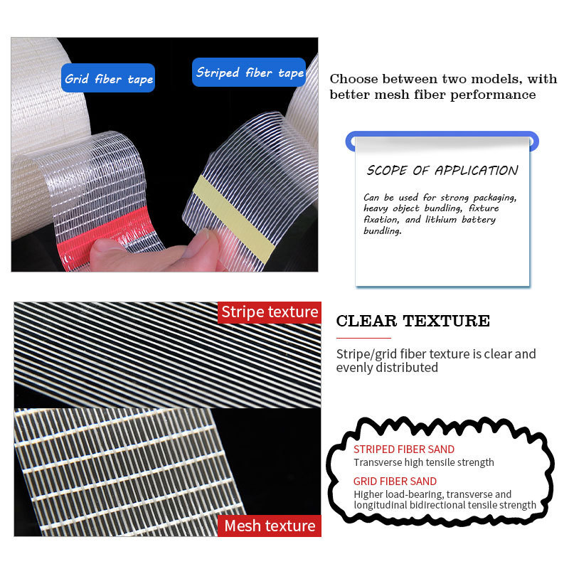 Unidirectional filament fiber reinforced tape fibreglass tape polyester fiber packaging tape