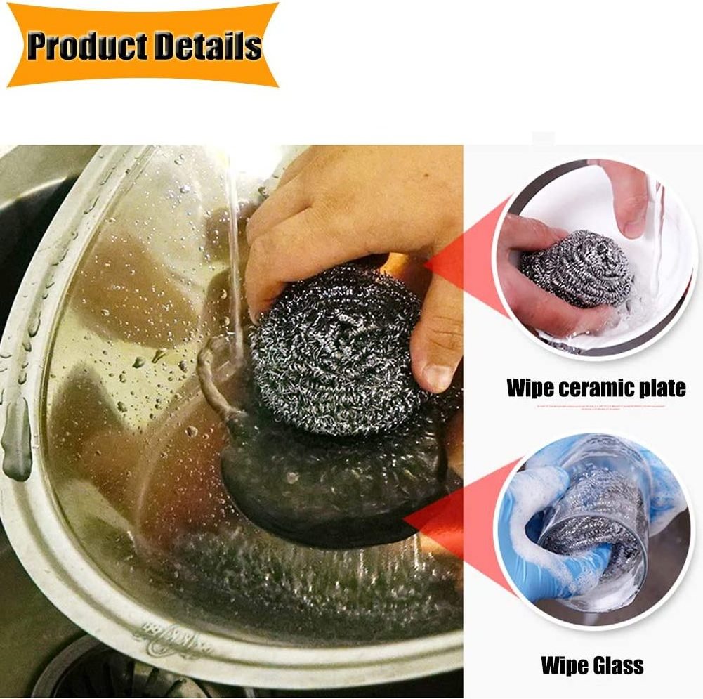 Metal Pot Scrubber Scrubbing Stainless Steel Wire Sponge Scourer kitchen Cleaning ball