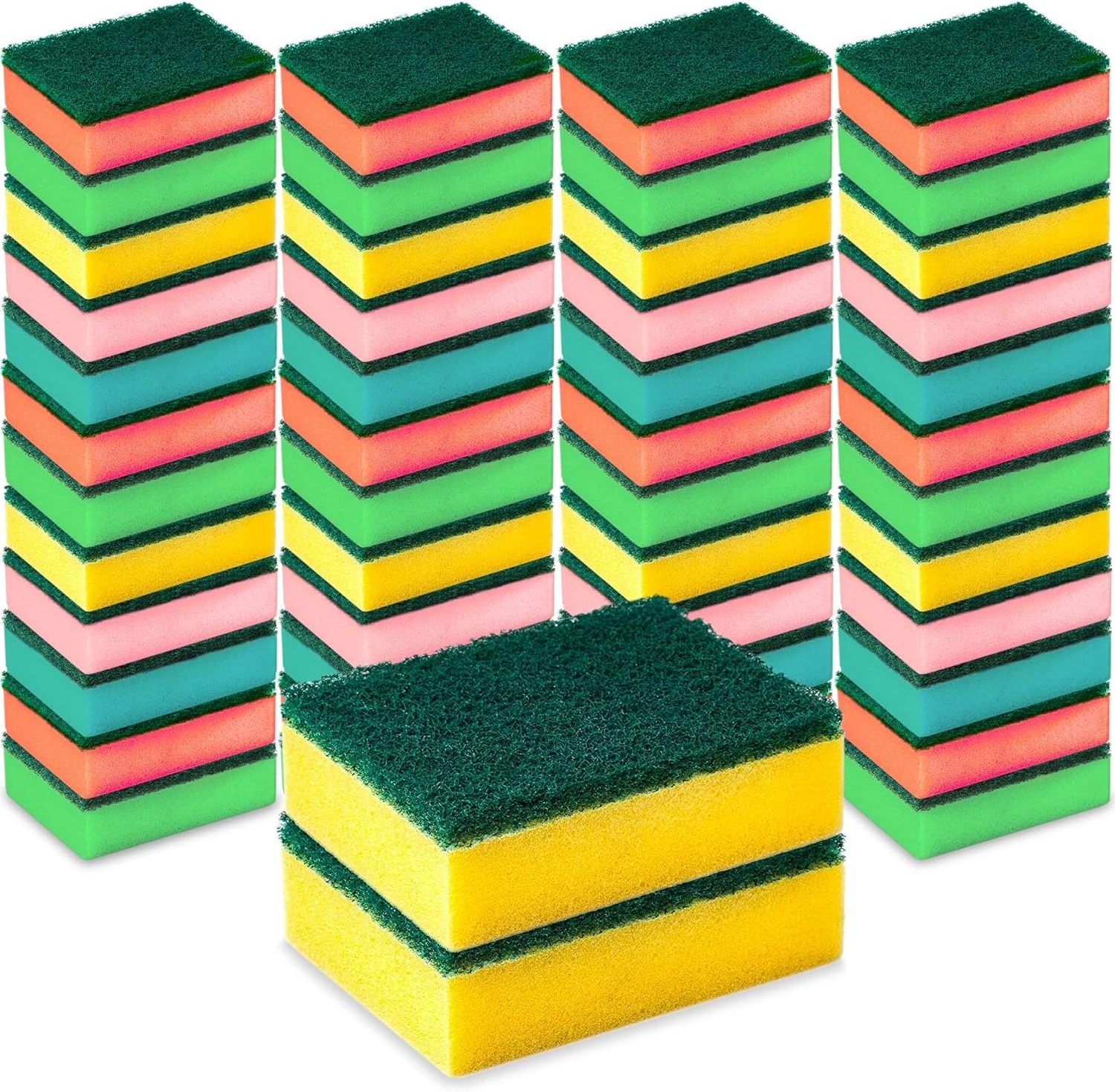 Multicolored Cleaning Scrub Sponges Abrasive Scrubber Sponge Dish Pads Magic Cellulose Sponge for Kitchen Dishes Car Wash