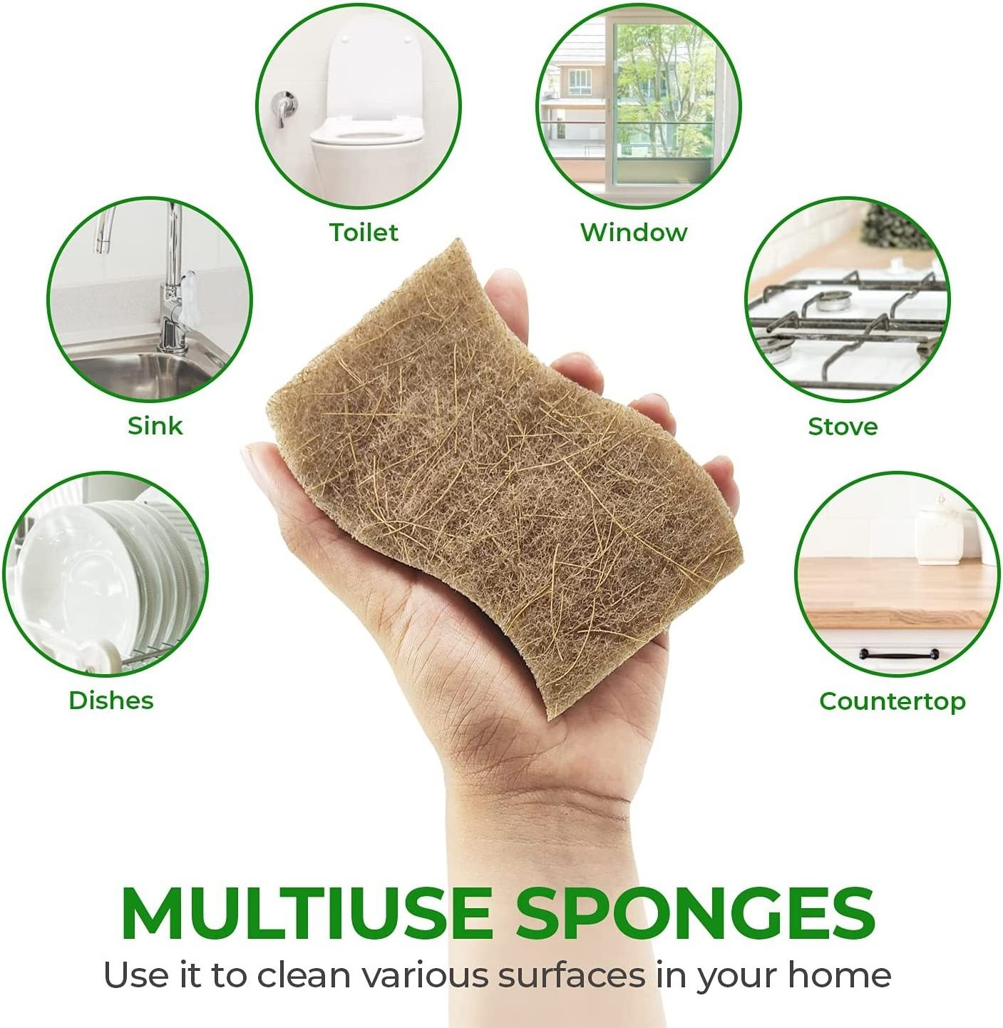 Biodegradable Natural Kitchen Sponge Dish Scrubbing sponge Eco Friendly Sponges for Dishes