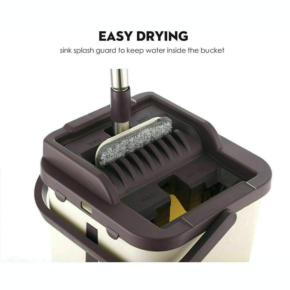 Marble Ceramic Floors Cleaning Flat Mop and Bucket System Reusable Microfiber Pads Self Cleaning Hands Free Mop with Bucket Set