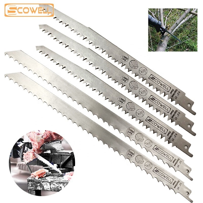 5pcs Stainless Steel Reciprocating Saw Blades 3pcs 9 inch 5TPI 2pc 12 inch 3TPI for cutting iced meat green wood Sabre Saw Blade