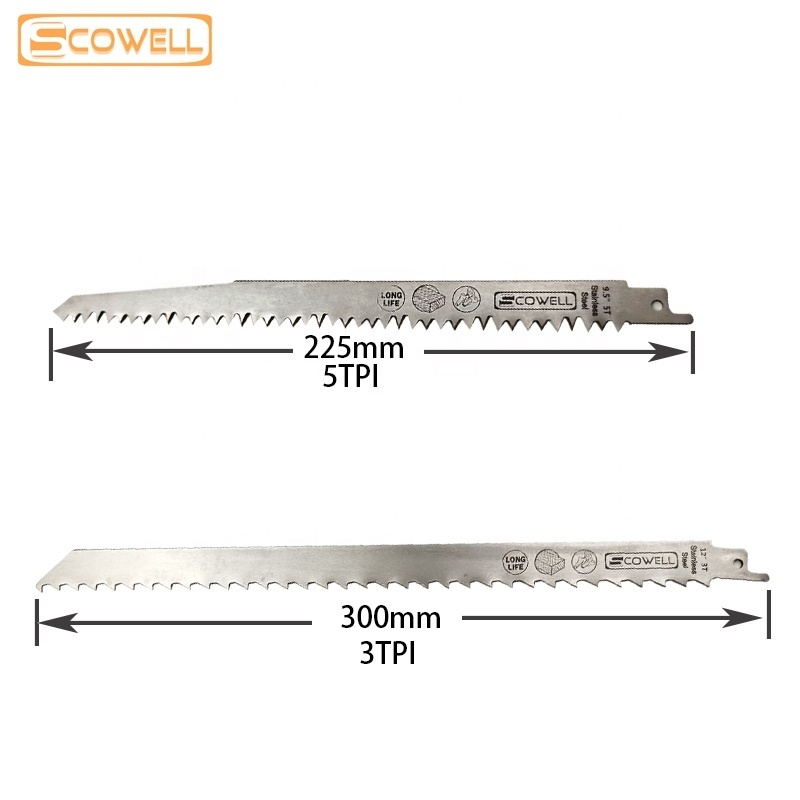 5pcs Stainless Steel Reciprocating Saw Blades 3pcs 9 inch 5TPI 2pc 12 inch 3TPI for cutting iced meat green wood Sabre Saw Blade