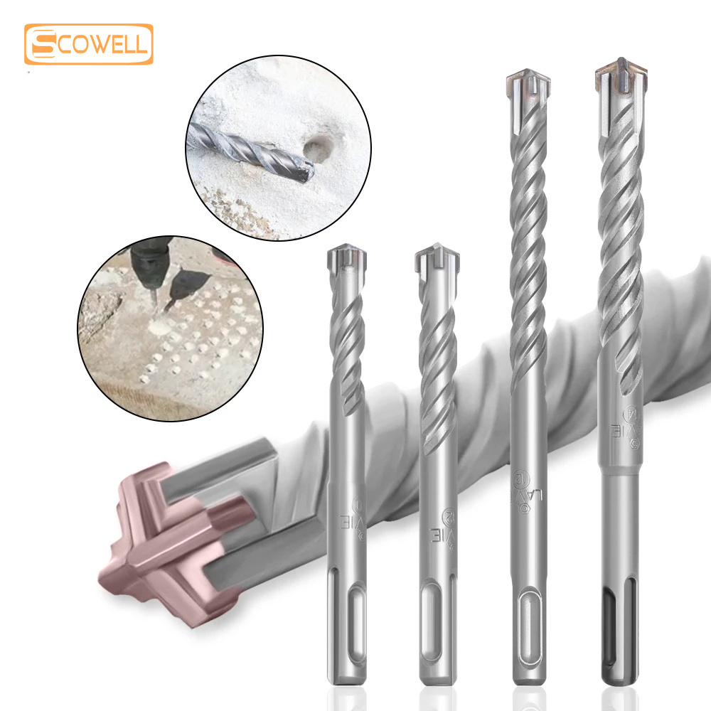 Concrete SDS Plus Drill Bit TCT Carbide Cross Tips 4 Cutters 110mm-460mm Wall Brick Block Electric Hammer Masonry Drilling Bits