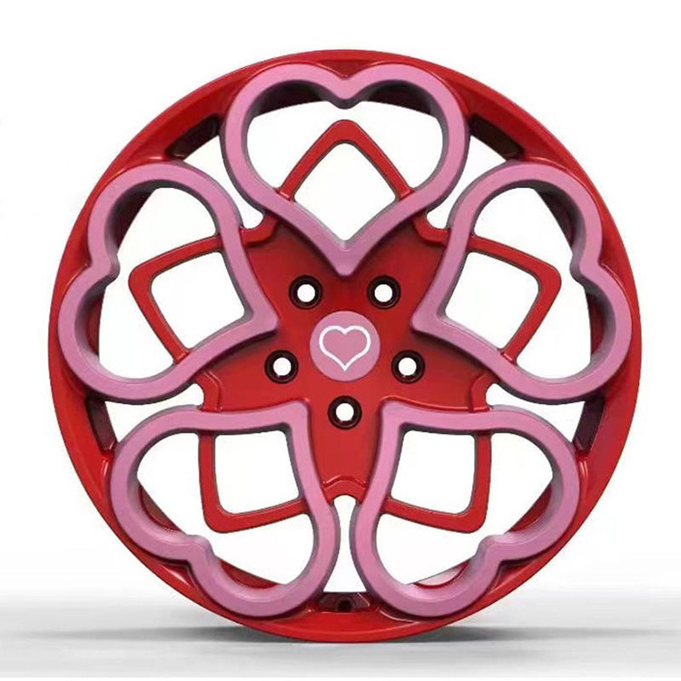 Pengqin car wheel rims with hearts shape alloy 4 5 hole auto parts r20 4x100 2 piece ruedas 4x100 deportivo r17 5x120 wheels