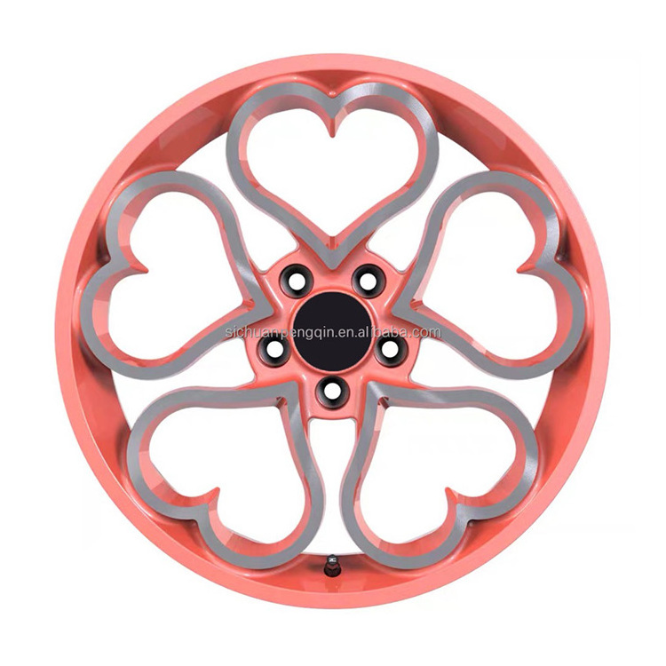 Pengqin car wheel rims with hearts shape alloy 4 5 hole auto parts r20 4x100 2 piece ruedas 4x100 deportivo r17 5x120 wheels