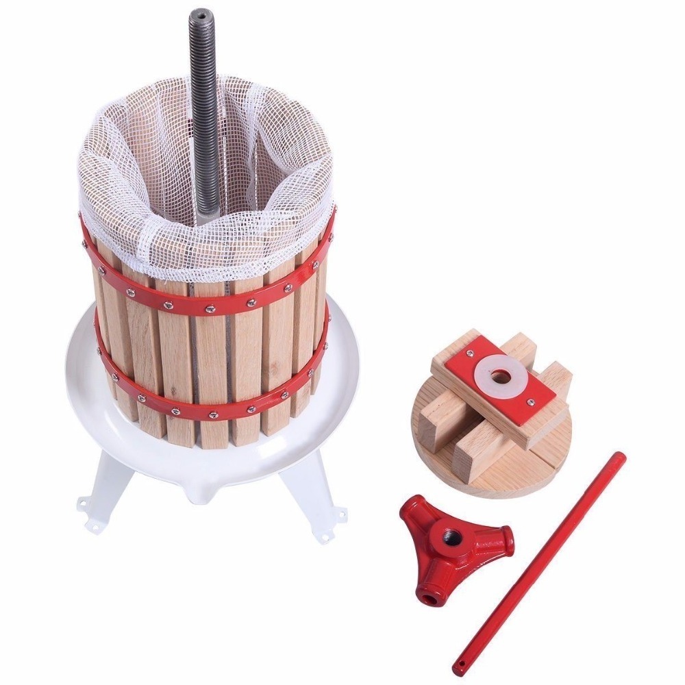 18L Basket Fruit Press Juice Solid Wood Basket Vintage traditional juicer Fruit Apple Cider Wine Press