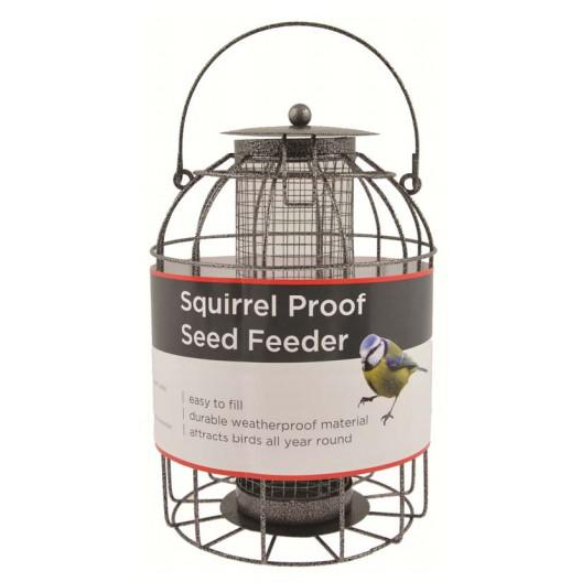 Outdoor Hanging Mesh Bird Feeder Cage Squirrel Proof Wild Bird Feeder with Large Metal Seed Guard Deterrent