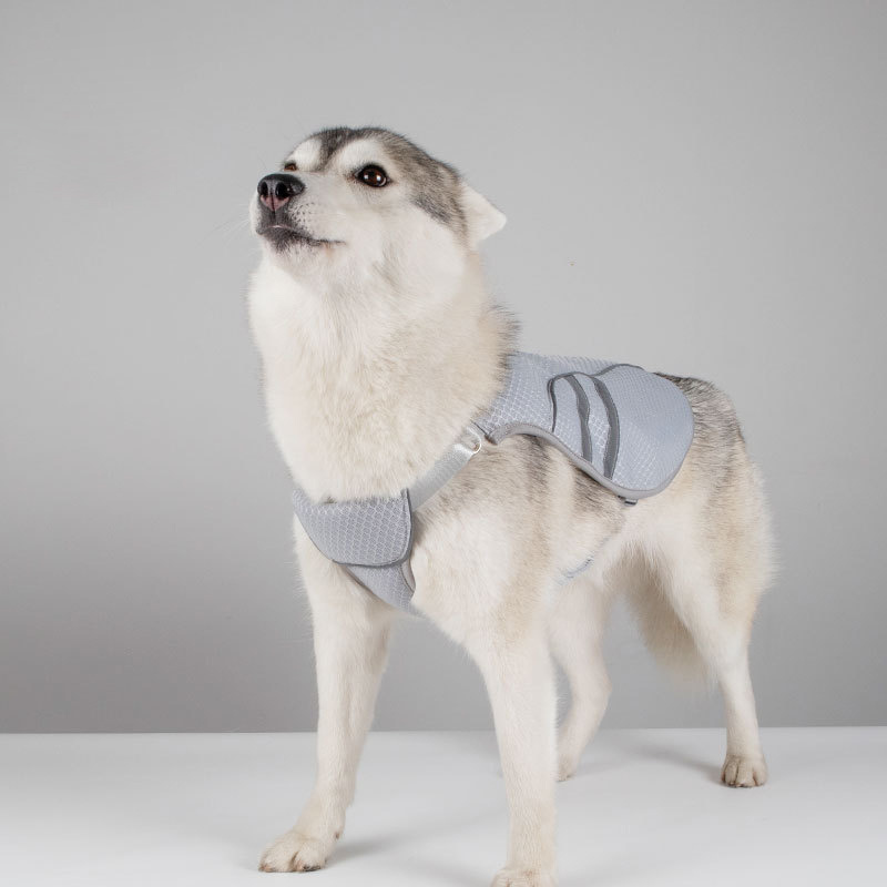 New Arrival Wholesale Mesh Breathable Cooling Dog Harness Service Vest Grey Adjustable Polyester Fiber Cooling Vest