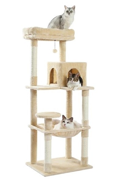 Cat Tree For Indoor Indoor Multi-Storey Luxury Cat Tower, With Scratch-Proof Sword Rope, Super Large Hammock And Plush