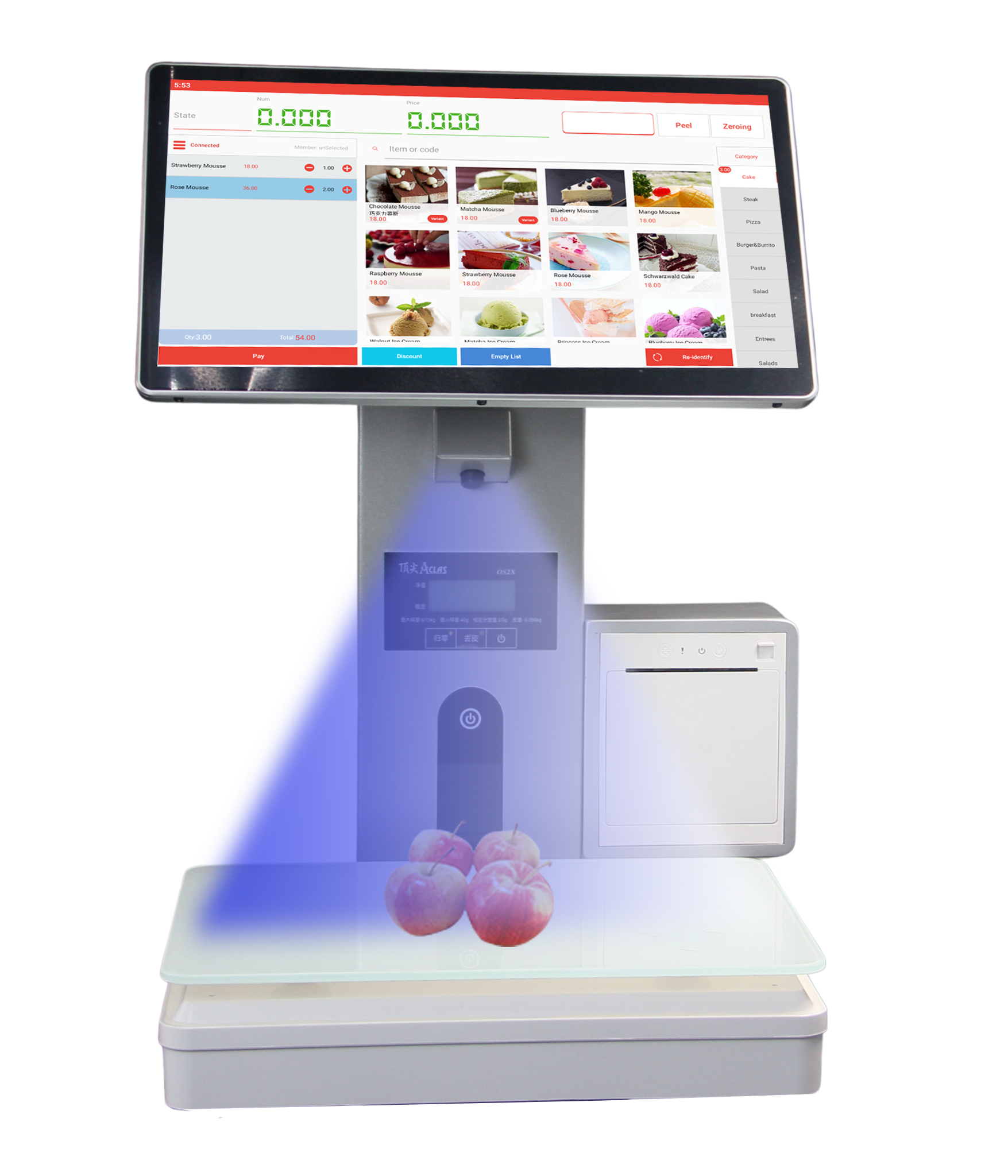 POS Systems Cash Register with AI Weighing Scale Checkout Scale Machine with Cloudy Online Android Software Program for Retail