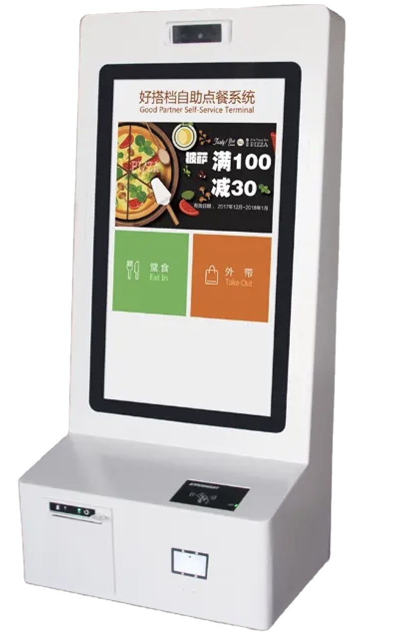 21'' Screen With Printer Scanner Fast Food Self Service Ordering Kiosk Touch Screen Totem Self Payment Kiosk Self Checkout Kiosk