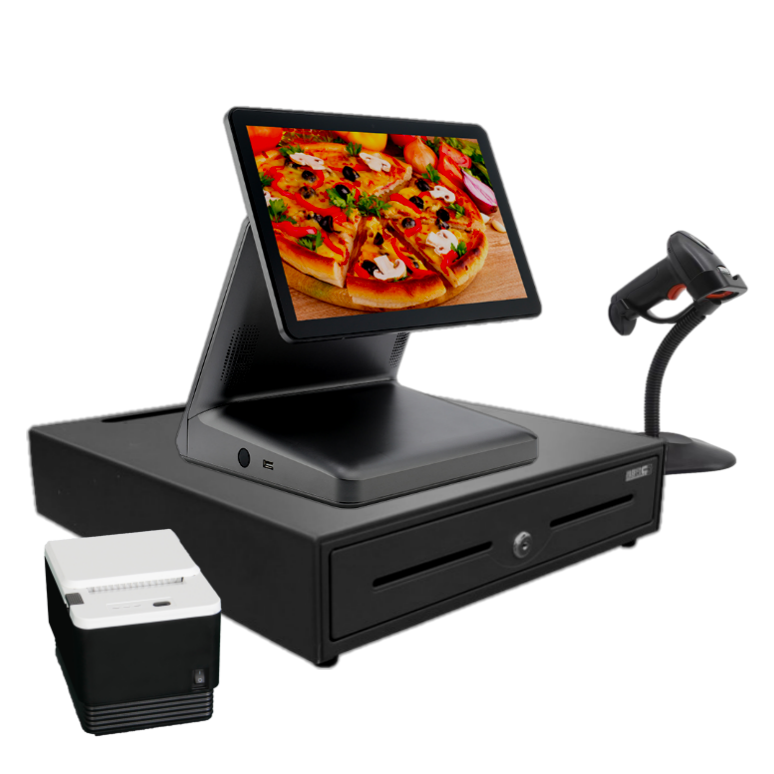 New POS 15.6 Inch Full HD Capacitive Touch Screen POS System And Customer Or Second Display POS Machine For Fast Food