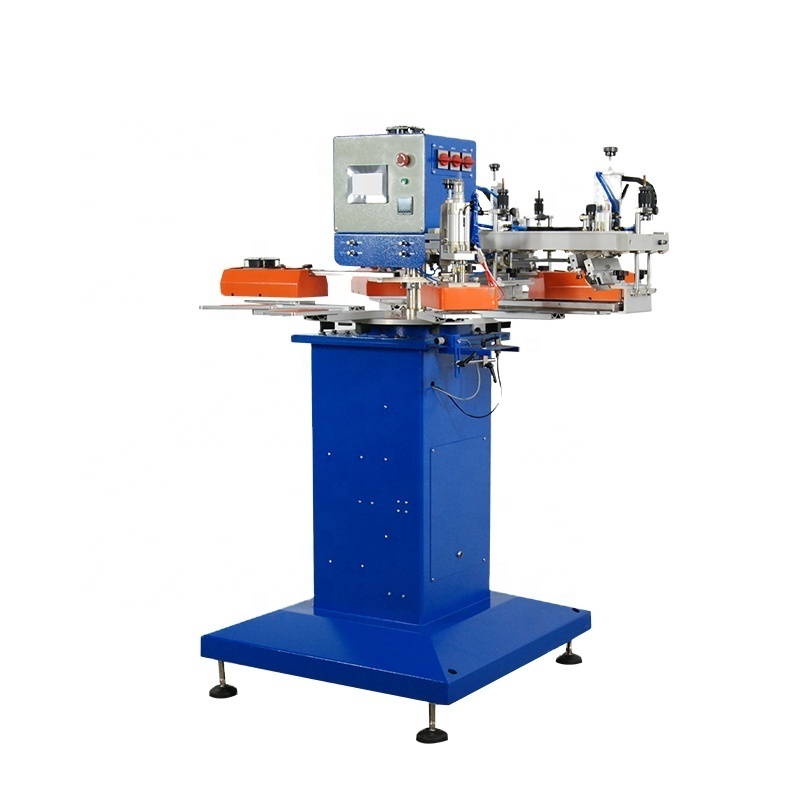 TX-F104 Four Color Semi Automatic Carousel Serigraphie Screen Printing Machine non slip silicone knitting glove printing machine