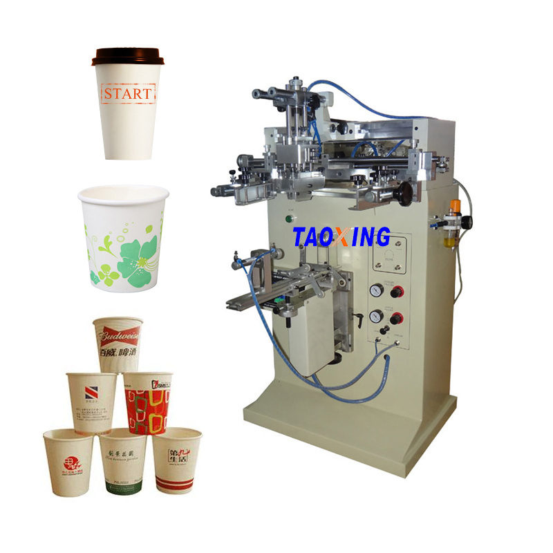 TAOXING TX-250S Impresora de seda Semi Auto Cylindrical curved silk screen printing machine for Milk tea Paper cup