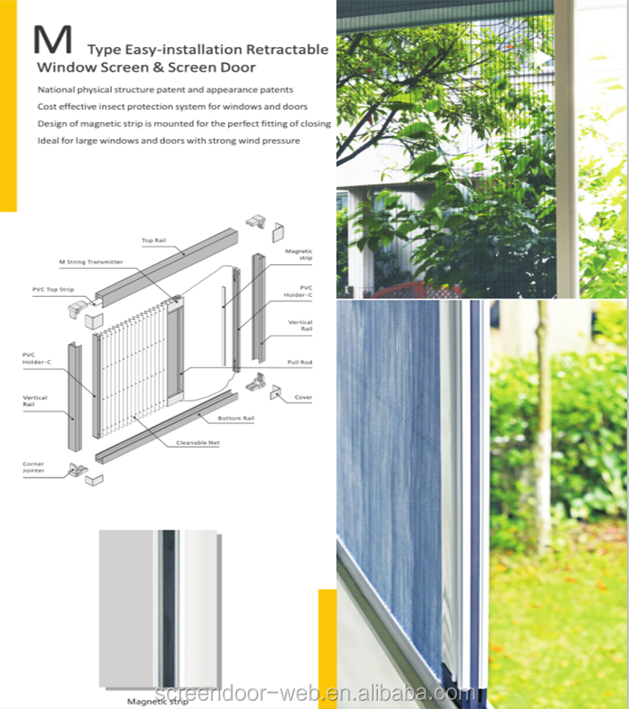 stackable magnetic fly screen aluminium mosquito net doors and windows