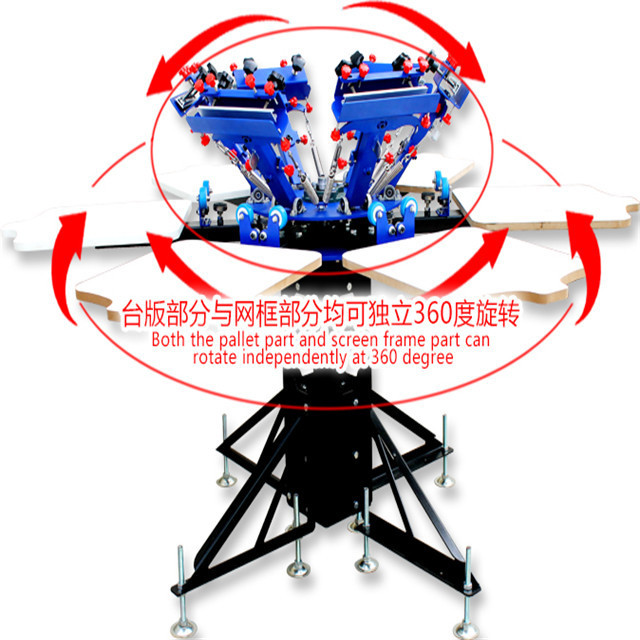 Manual  6 color 6 station carousel screen printing machine