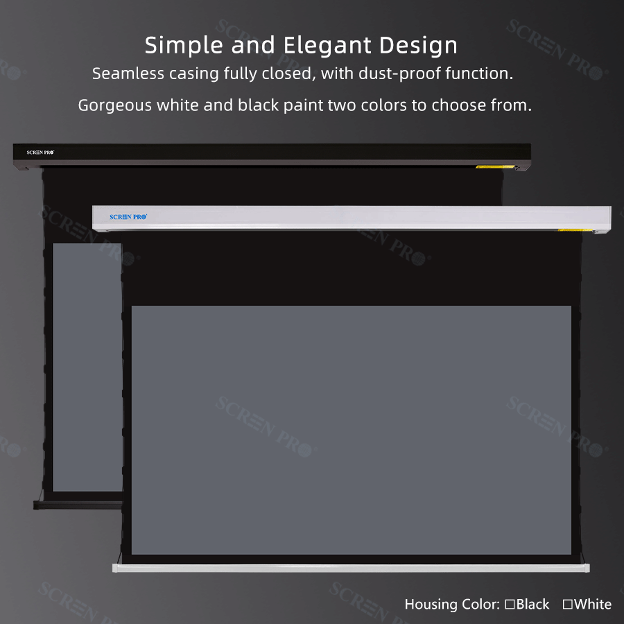 SCREEN PRO 120 inch Motorized Pull Down Tension Projector Screen Roll Up Automatic 16:9 ALR Grey Crystal Projector Screen