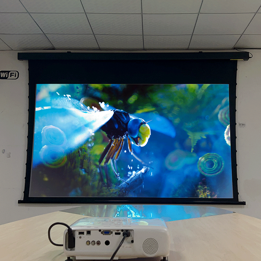 SCREEN PRO 120 inch Motorized Pull Down Tension Projector Screen Roll Up Automatic 16:9 ALR Grey Crystal Projector Screen