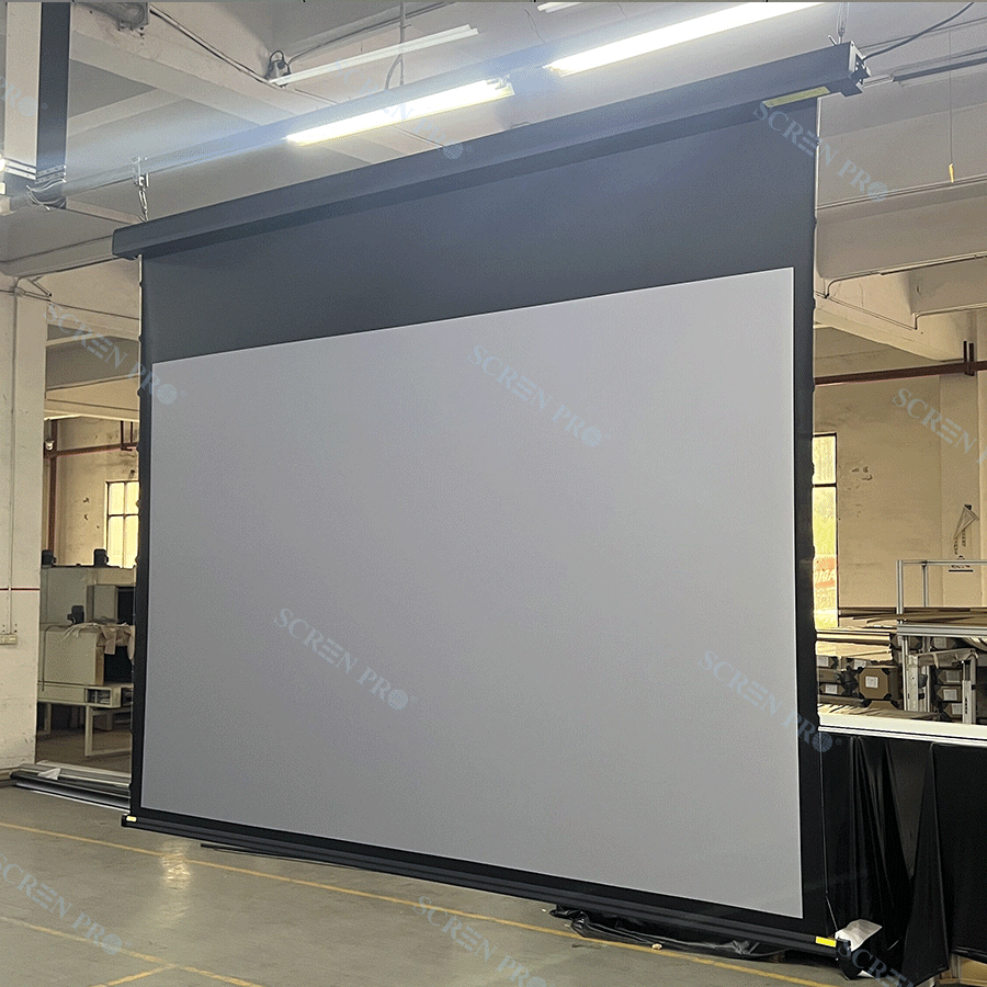 SCREEN PRO 120 inch Motorized Pull Down Tension Projector Screen Roll Up Automatic 16:9 ALR Grey Crystal Projector Screen