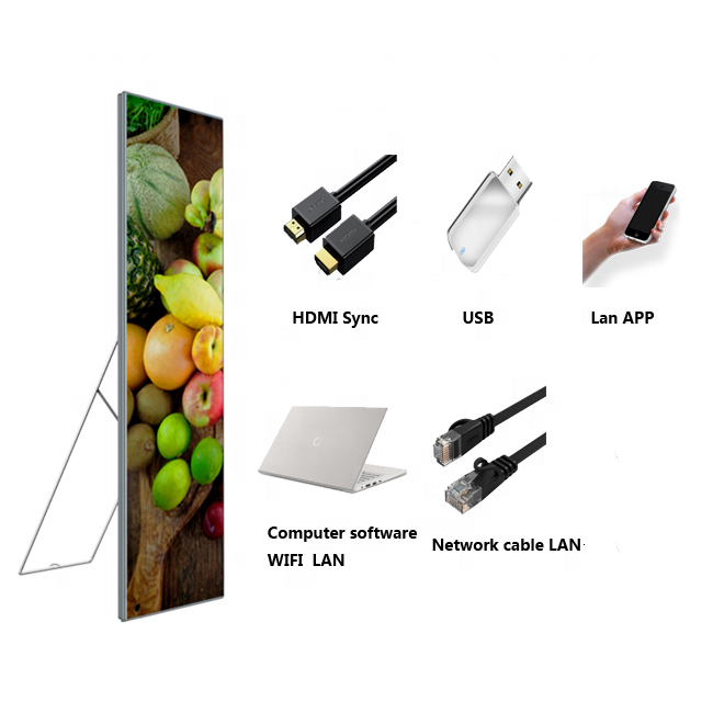 2024 Portable Ultra Thin P2  P2.5 Digital Video Advertising Poster Mirror Screen Display Led Poster