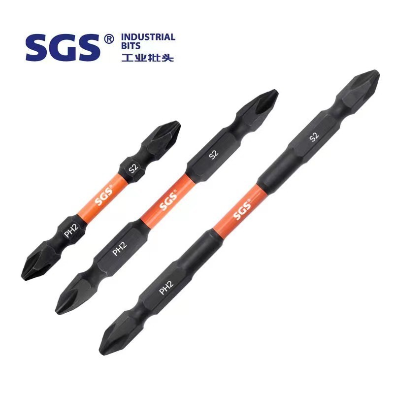 Source factory S2 material high quality screw bit 6.35mm hexagon driver Hex double Phillips head impact batch