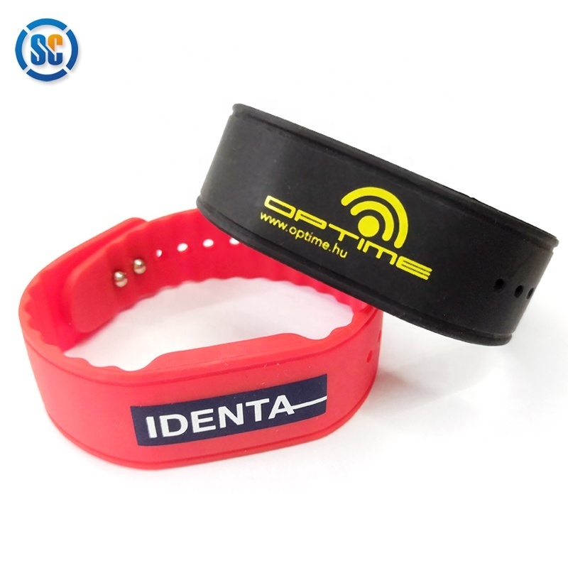 Manufacturers wholesale wrist card 13.56MHz RFID security smart card waterproof bracelet silica gel NFC chip bracelet