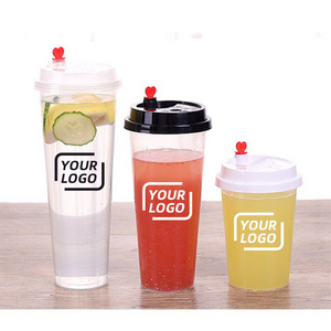 90mm Plastic PP Cups Smoothies 360ml/500ml/700ml/1000ml 160z 32oz Custom Logo Plastic disposable Cup for boba tea lemonade