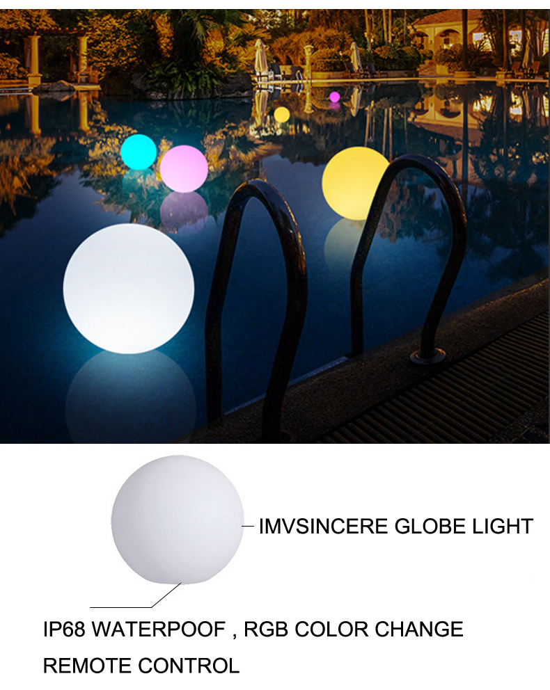 IP68 Solar led globe light with remote control color change charger garden light  led ball light