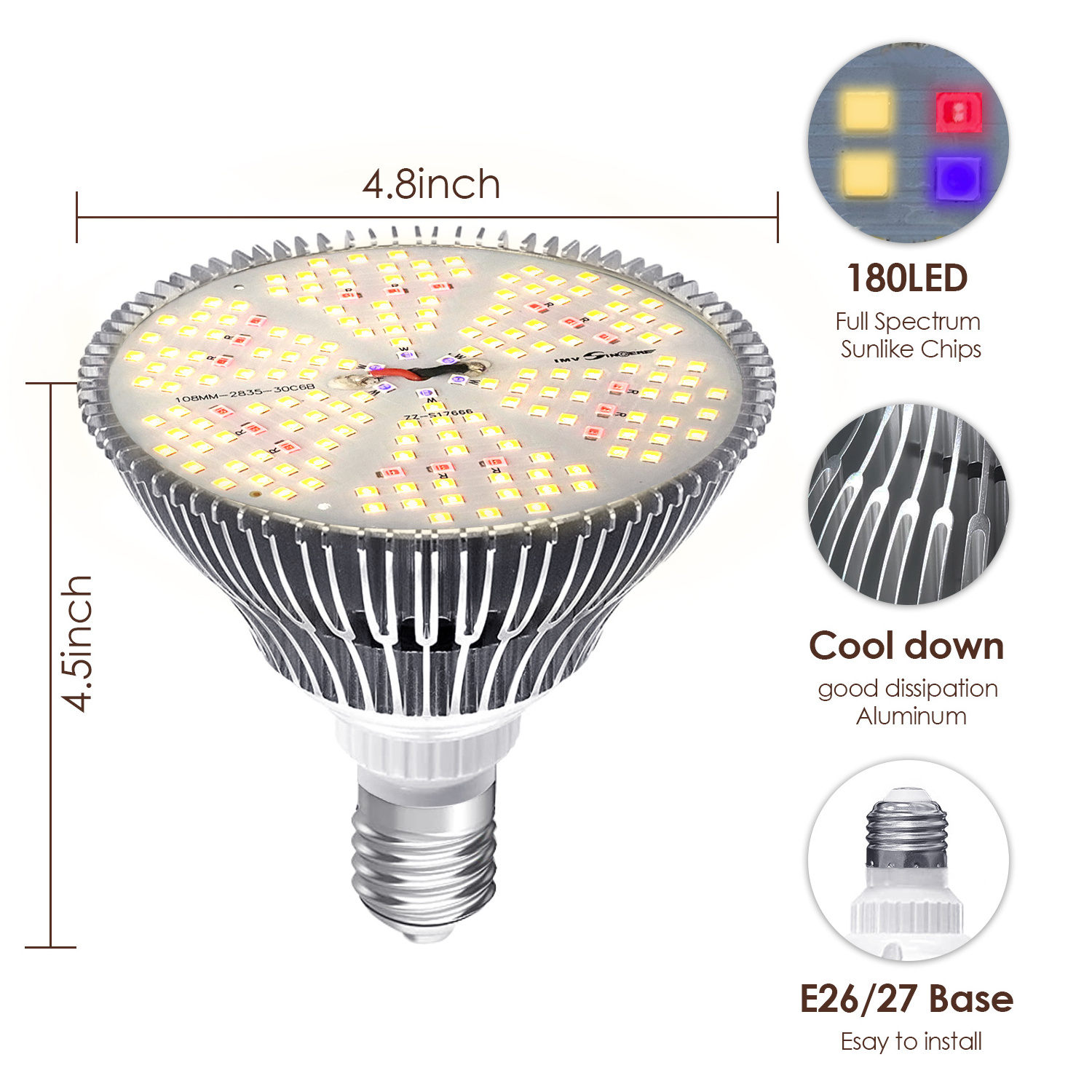 PAR38 led grow light bulb E27 full spectrum samsung grow light hydroponics grow 25W diy grow light