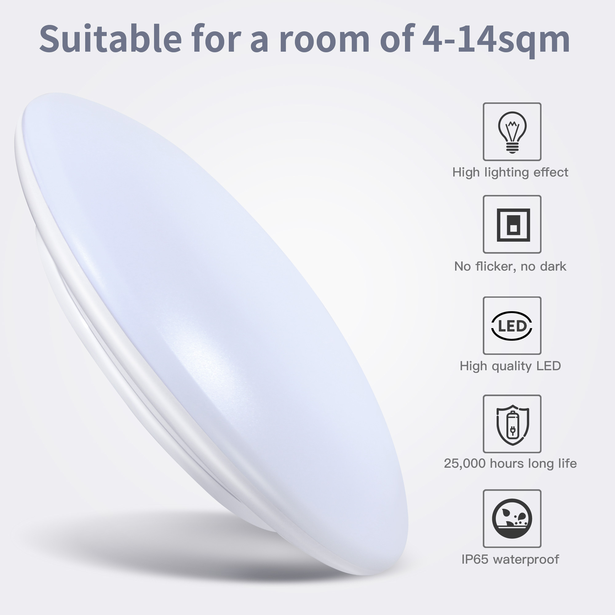 IMVSINCERE LED mounted flush ceiling light 24W IP65 bathroom ceiling lamp Sauna room Anti-fog Anti-mosquito waterproof