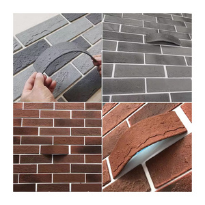 MCM wall with various mixed colors and brick textures stones exterior wall cladding flexible tiles brick