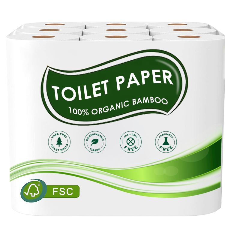 Ecofriendly virgin bamboo pulp Plain pattern White color jumbo package 2ply toilet paper